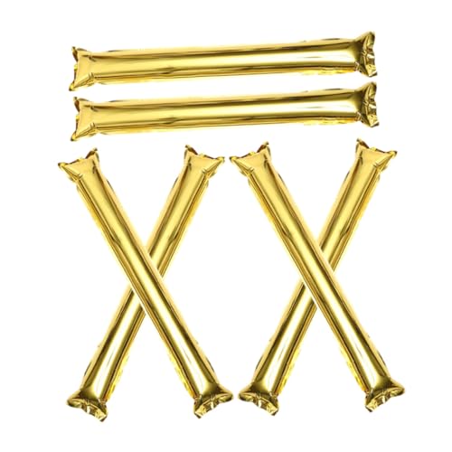 DIYEAH 6pcs Gold Inflatable Cheering Sticks Noise Makers for Sports Events Concerts and Parties, Lightweight Plastic Cheer Noise Sticks for Team Spirit and Event Support
