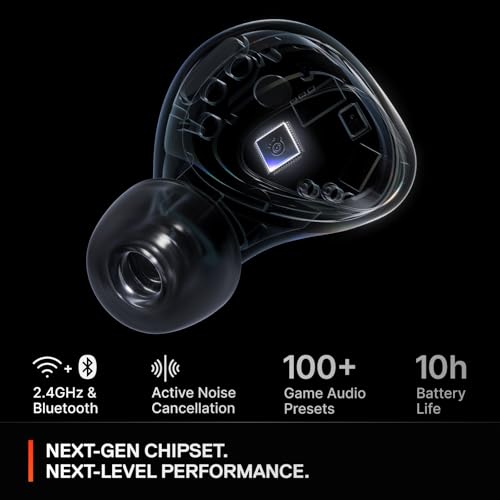 Image of SteelSeries Arctis GameBud for PlayStation Wireless Gaming Earphones 2.4GHz + BT 5.3 ANC /Transparency, IP55 Water Resistant, 40H Battery, Wireless Charging, PS5, PC, Switch 2 (Black)