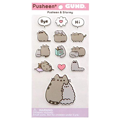 GUND Pusheen and Stormy Sticker Sheet 13-Piece Stickers, Multicolor