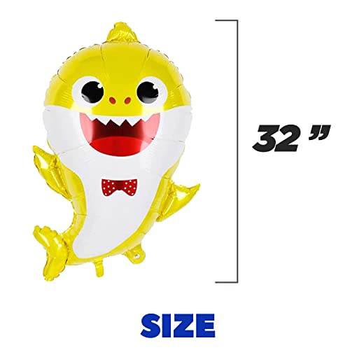 Image of ITAF Set of 35 Pcs Baby Shark Cartoon Theme Birthday /Welcome /First Birthday Foil Balloons Decoration Kit,yellow