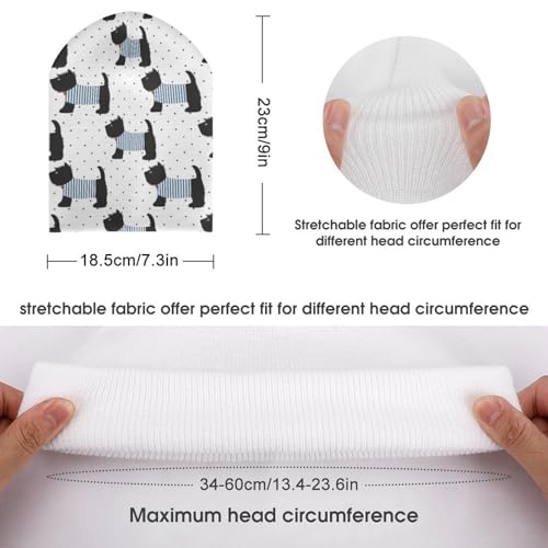 Cute Animal of Scottie Dog Pattern Kids Beanie Hat for for Girls Boys Children Cap Winter Knitted Chemo Cancer Headwear Accessories Gifts Decoration Black2