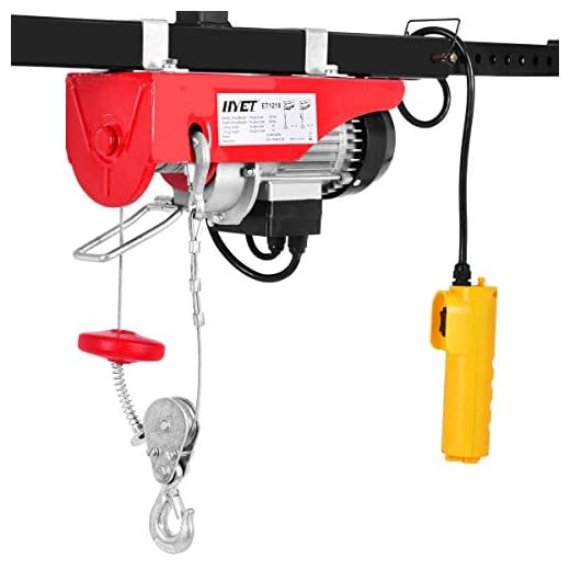 Goplus 440LBS Lift Electric Hoist Crane Remote Control Power System, Carbon Steel Wire Overhead Crane Garage Ceiling Pulley Winch w/Emergency Stop Switch, UL Approval