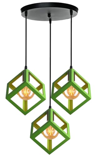 Plafonnier vintage cube vert pour illuminer chaleureusement le séjour