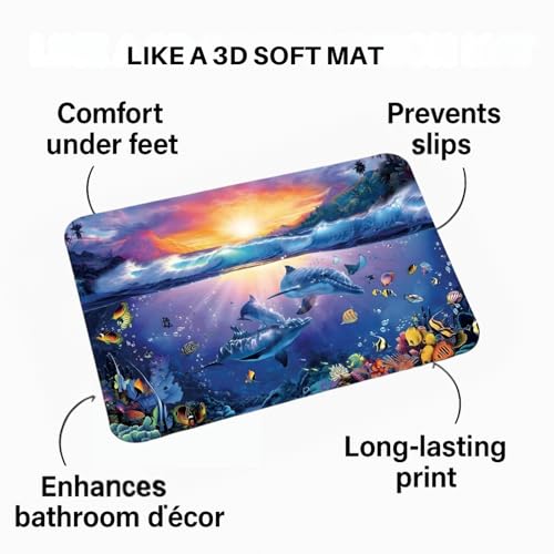 Image of Wazdorf 3D Bathroom Mat - Non Slip Water Absorbent Bathroom Mat Bathroom Easy Care Shower Rugs, Perfect for Home Office & Kitchen, Bathroom