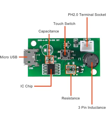Image of Pixel Sync 5V Ultrasonic Mist Maker Module |USB Type-C Atomizer Board for DIY Humidifiers, Aroma Diffusers, Incubators, Science Projects & Fog Effects -108KHz Spray Circuit PCB