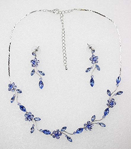 Image of Faship Gorgeous Rhinestone Crystal Floral Necklace Earrings Set