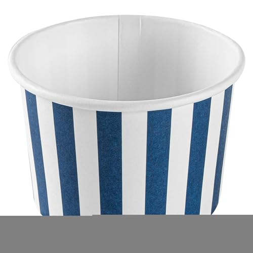 Image of Coppetta 4-Ounce Dessert Cups, 50 Disposable Ice Cream Cups - Lids Sold Separately, Heavy-Duty, Blue And White Paper Frozen Yogurt Bowls, For Hot And Cold Foods - Restaurantware
