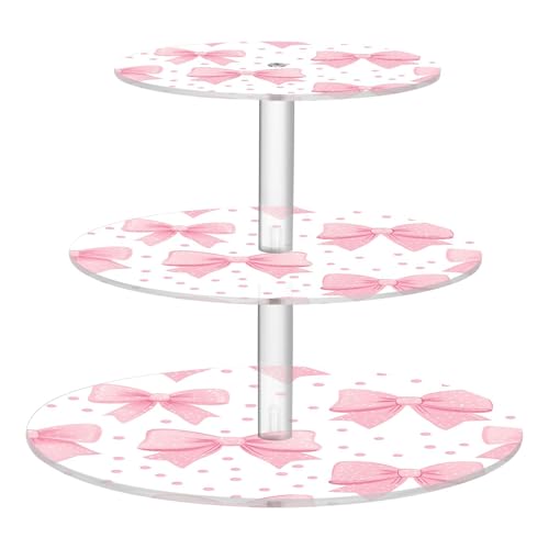 PYBUG Bowknot 3 Tier Acrylic Cupcake Stands Tower,Dessert Table Display Set for Tea Party,Wedding,Birthday, Baby Shower