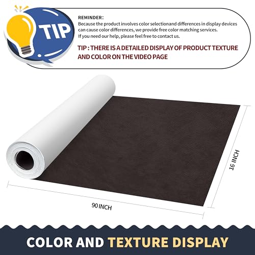 Image of ONine Leather Repair Patch，Leather Repair Tape, 16 x 90 inches Leather Repair Patch for Furniture,Vinyl Repair kit，Leather Couch Patch，for Sofas, Furniture, car Seats, Office Chairs(Dark Brown)