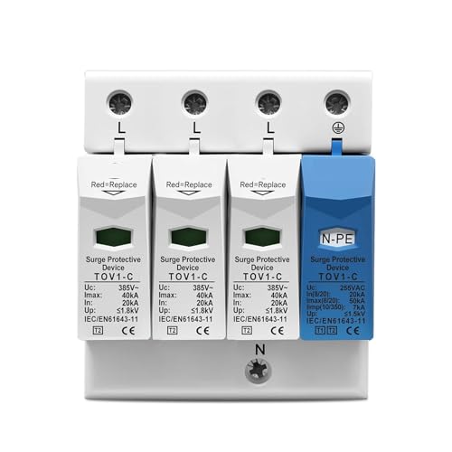 Dispositif protection surtensions triphasées AC 3P+NPE T2 385V TN-S