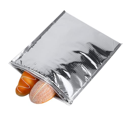 5 piezas de aluminio Foil Bag de almacenamiento de alimentos aislados Termales Plata Silventa Saludable Safe Multifuncional Diseño de cremallera para almuerzo de picnic (30 * 35cm)