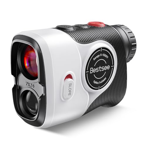 Bestsee Golf Laser Rangefinder with Slope, 1500Y Range Finder, 0.3s Flagpole Locking Vibration, 7X Magnification, Magnet Stripe, 85% Transmission Lens for Golfing/Hunting, Golf Accessories for Men