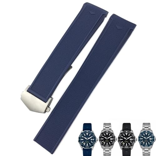 Banda de reloj de goma natural 22 mm impermeable con hebilla de seguridad para buceo