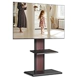 FITUEYES テレビスタンド ロータイプ 32-65インチテレビ対応 壁寄せ テレビ台 キャスター付き 可動タイプ 背面収納付 高さ角度調節可能 荷重40kg 中段棚一枚付 ブラック ウォールナット 裏表両用 F03W2446L