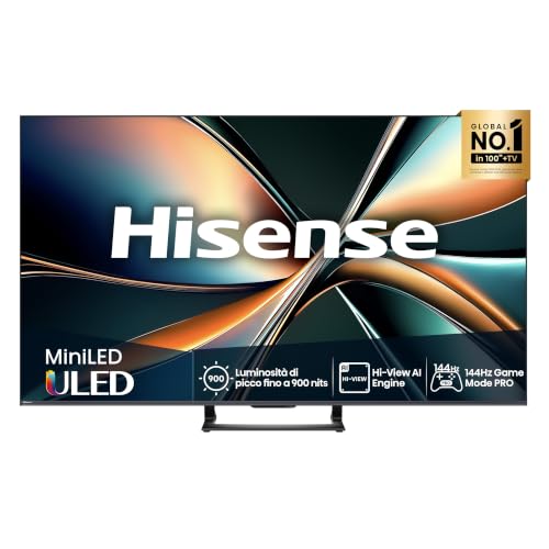 Hisense TV 50' Mini-LED 144Hz 4K 2025 50U72Q, Smart TV VIDAA U8, Dolby Vision IQ, HDR 10+ Adaptive, 144Hz Game Mode PRO, Dolby Atmos 2.1 con Subwoofer, Alexa Built-in, VIDAA Voice, lativù 4K, 50''