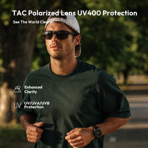 Image of ZENOTTIC Sports Polarized Sunglasses Men: UV400 Flexible Big Wide Heads