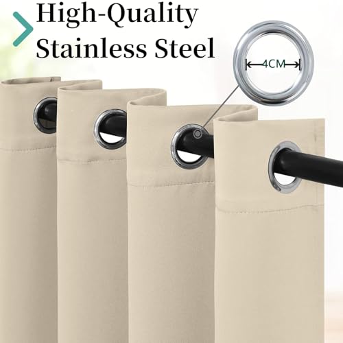 Rideau occultant beige 120 x 85 cm isolant phonique pour protéger la chambre du bruit