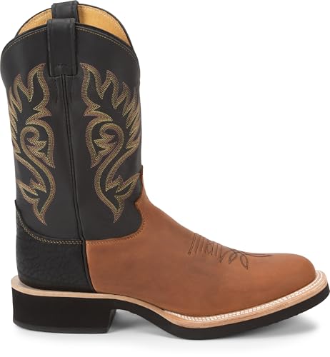 Justin Paluxy 11" Western Boot for Men, Midnight Black Leather, Gold Stitching, Round Toe, Comfort Insole, Durable Outsole2