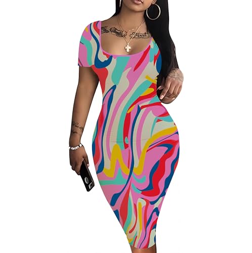Image of Mrskoala Women's Casual Basic Pencil Dress Bodycon Summer Sexy Club Midi Dresses