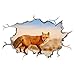 WYHXYZ 3D Stickers Muraux Renard animaux Orange Stickers muraux photo sticker 3D Art trou chambre S336