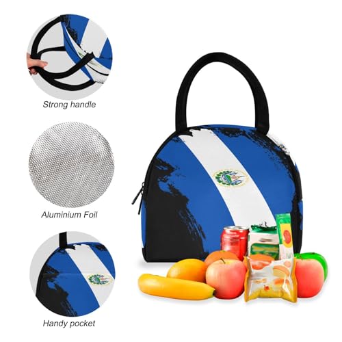 El Salvador Flag Brush Stroke Kids Backpack Set with Lunch Box School Bag for Boys Girls Durable Lightweight Travel4