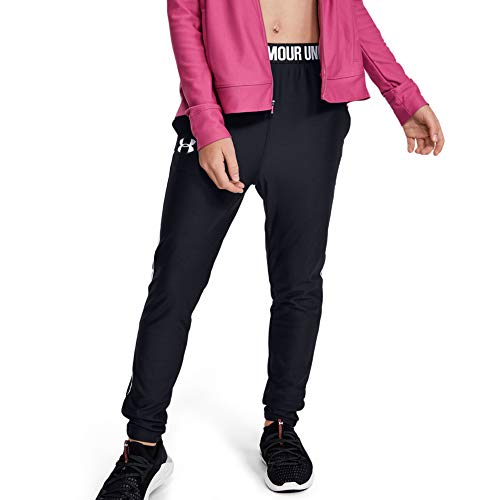 Under Armour Girls' Play Up Pant, Black//White, Youth Medium
