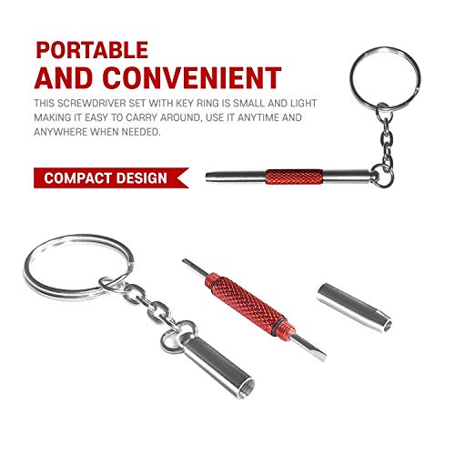 2PCS 3 in 1 Colorful Mini Precision Screwdriver with Keychain-Eyeglass, Sunglass, Watch, Jewelry, Electronics, Toy Repair Kit (Blue)