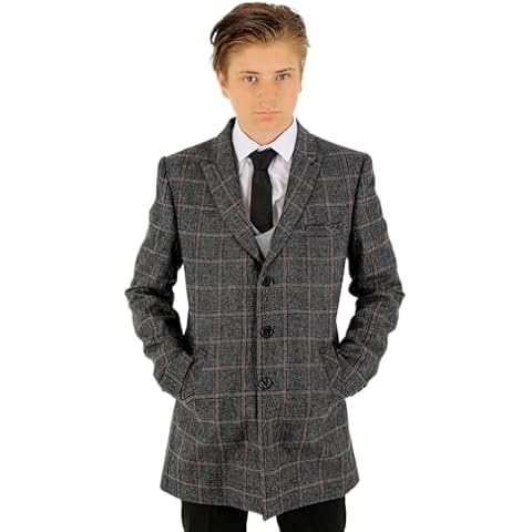 SIRRI Boys Dark Grey Wool Overcoat Cover