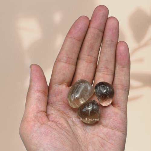 Image of Certified Smoky Quartz Crystal Healing Tumbled Stone, Natural Polished Crystals for DIY Crafts, Manifestation, Meditation, Pooja Feng Shui and Reiki Healing (30 Grams)