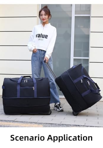 Wcxixo Expandable Rolling Duffel Bag Portable Trolley Bag Upgrade Travel Bag Carry On Luggage Suitcase Foldable Luggage Bags for Travel Large Foldable Weekend Bags2