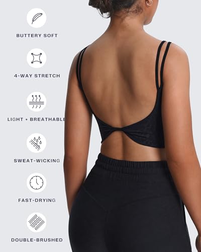 Image of Aoxjox Women's Workout Sports Bras Fitness Padded Backless Yoga Crop Tank Top Twist Back Cami