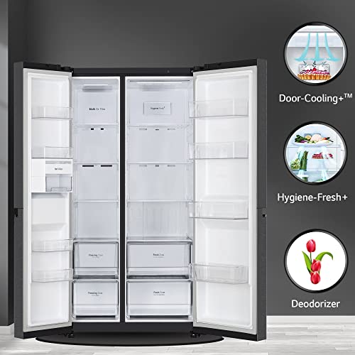 Image of LG 655 L Frost Free Inverter Wi-Fi Side-By-Side Refrigerator Appliance (, GL-B257EMCX, Matte Black, Door Cooling+ with Hygiene Fresh)