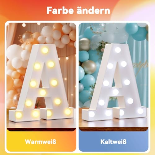 LED Buchstaben Lichter Alphabet, Ledido Leuchtbuchstabe mit Warmes & Kaltes Weiß, LED Brief Beleuchtung Buchstaben Nacht Lichter Dekoration… – Ansicht 2