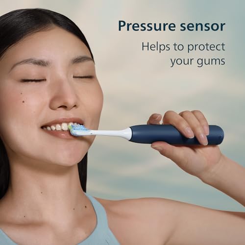Image of Philips Sonicare 5950 Series Electric Toothbrush, with Pressure Sensor, for Sensitive Gums, 6 Brushing Settings, SmarTimer, BrushPacer, 21-Day Runtime, Travel Case, Navy Blue, HX7133 /03