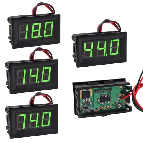 5 Pack DC 5-120V Digital Mini Voltmeter,2 Wire 0.56 in Green LED Display