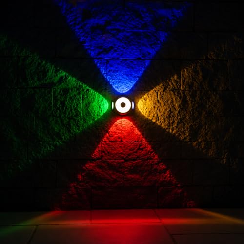 Image of FERA Waterproof Up Down Led Wall Lamp, Aluminium IP65 Body 4+1 Ray, Multycolor, Indoor /Outdoor Decorative Wall Sconce Light, (Ironman Color)
