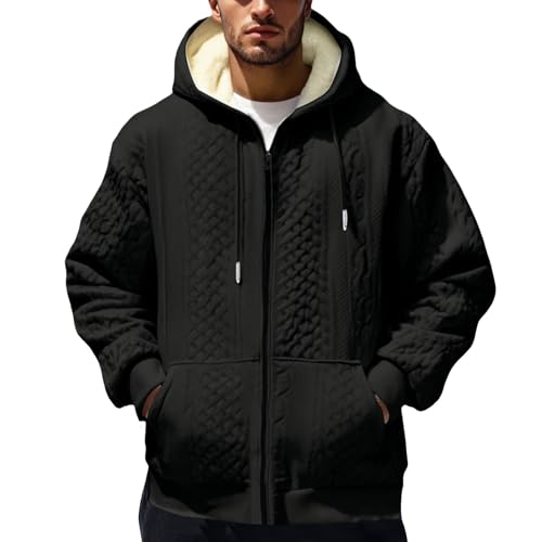 Heavyweight Fleece Lined Hoodies for Men Big and Tall Full Zip Up Thick Hooded Sweatshirts Winter Warm Jacket Outwear