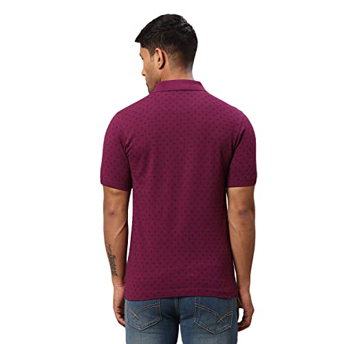 Image of Raymond Men's Pure Cotton Print Pattern Modern Fit Polo Collar Polo Neck Half Sleeve Casual T-Shirt