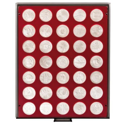 Bandeja para monedas con 35 hoyos de vidrio ahumado LINDNER 2