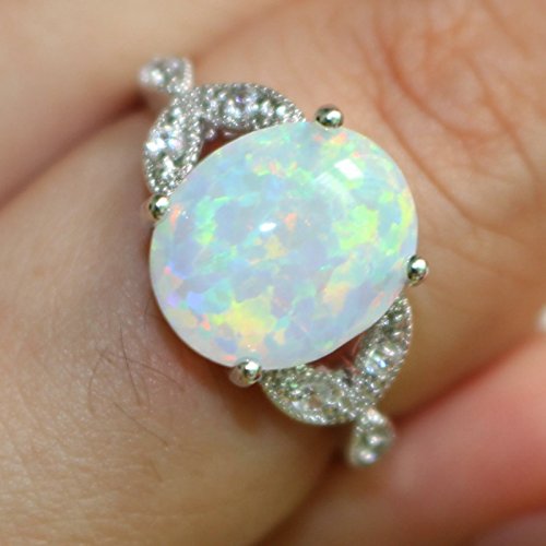 Jude Jewelers Stainless Steel Oval Shape Created Opal Wedding Engagement Promise Anniversary Valentine Ring2