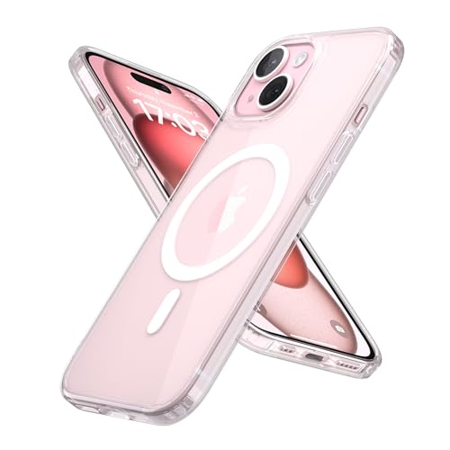 Coque magnétique pour iPhone 15 antichoc compatible MagSafe fine hybride de 6,1 pouces