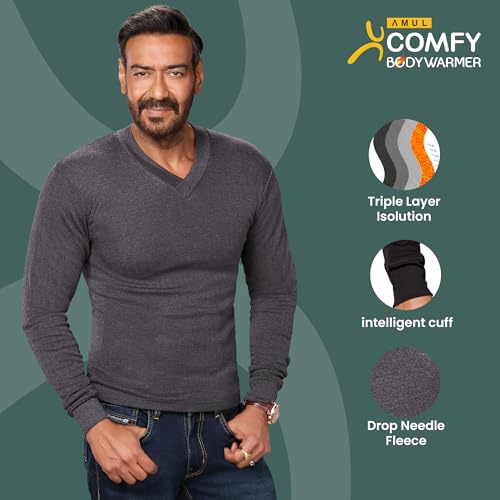 Image of Amul Comfy Men's Parka Round Neck and Trouser Thermal Set