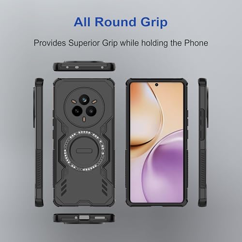 Image of amazon basics Back Case Cover for Realme 14 Pro 5G | MagSafe Case with Built-in Metal Ring | Supports MagSafe Charger, Wallet & Car Mount | Shockproof Hybrid PC + TPU | Black