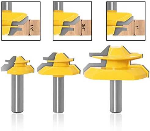 1/2" Router Bit 45 Degree Glue Joint Lock Miter, APlus Woodworking Cutter Tools Set, 3 Pcs