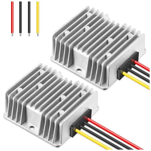 Eieenotee Convertidor Buck para Carrito de Golf, 10 A, 120 W CC una CC, Regulador de Voltaje de 12 Voltios, Estabilizador de Potencia Universal de Audio para AutomóVil, 2 Piezas