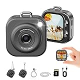 W & O Mini Keychain Digital Camera,1080p Mini Digital Camera with 32GB Card,Small Cameras for Photography with Long Battery Life,Pocket-Size Keychain Camera with Chain for Vlog, Party,Travel (Black)
