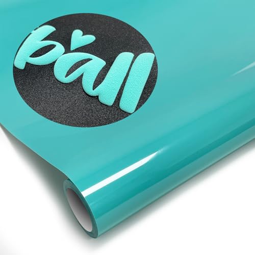 Image of Turquoise Puff Vinyl Heat Transfer - 12 inch x 5ft 3D Puff HTV Vinyl, Puffy Iron-On for Fabrics, Perfect for T-Shirts, Bags, Pillows, Compatible with Cricut & Cameo