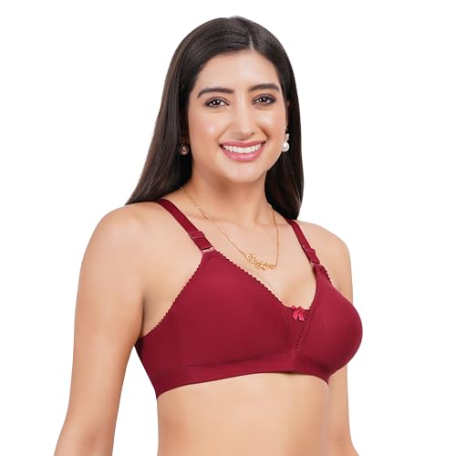 Image of Non Padded in B, C and D Cup Bra - Made of Pure Cotton Full Coverage Over Size Non Wired Pushup Soft Cup for T-Shirt Saree Dress Sports Garment for Daily Use Everyday