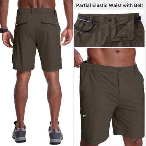 Image of Jessie Kidden Mens Cargo Shorts Expandable Waist Quick Dry Hiking Shorts