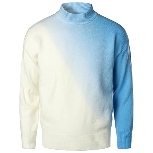 Men's Gradient Sweater Mock Neck Long Sleeve Sweater Soft Casual Knit Pullover Sweaters with Ribbing Edge2